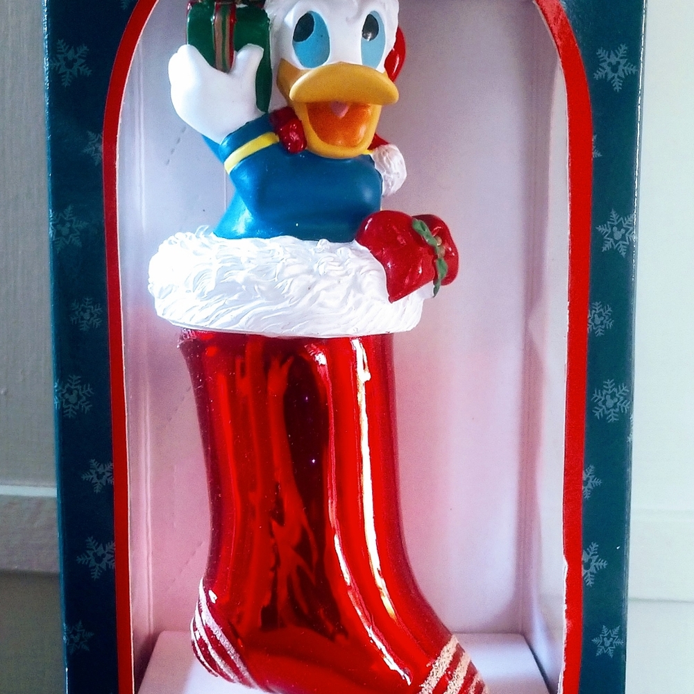 1998 Donald Duck In Stocking European Glass Ornament